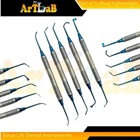 Pack of 5 Dental Implant Sinus Lift Scaler Instruments Double-Ended, Blue Color, Lightweight German Stainless Steel in Saudi Arabia