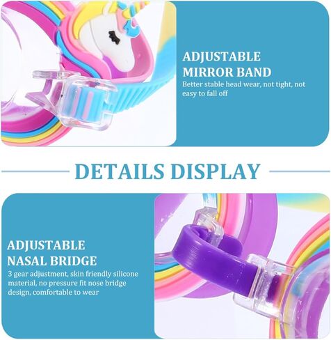 PRETYZOOM Anti-Fog Swimming Goggles for Kids Cute Unicorn Design with Adjustable Strap Comfortable Silicone Fit Perfect for Toddlers Age 3-6, 6.10 X 2.16 X 1.57 Inches in Kuwait
