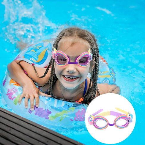 PRETYZOOM Anti-Fog Swimming Goggles for Kids Cute Unicorn Design with Adjustable Strap Comfortable Silicone Fit Perfect for Toddlers Age 3-6, 6.10 X 2.16 X 1.57 Inches in Kuwait