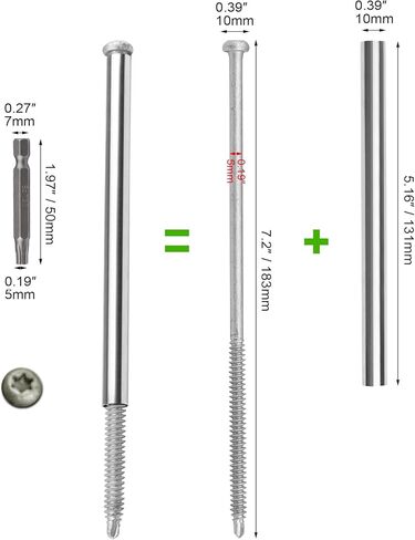 Xadnitu 10 Pieces 7" Gutter Screws with Stainless Steel Ferrules and Driving Tool for Eave Gutters Fastening, Fixing, Replacing or Gutter Guards Sagging Solution in Kuwait