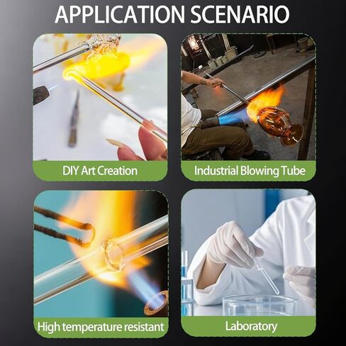 6 أنابيب زجاجية من البورسليكات بطول 10.16 سم وشفافة ومناسبة لنفخ الزجاج والمختبرات والأشغال اليدوية والتطبيقات الصناعية وقابلة لإعادة الاستخدام in Kuwait