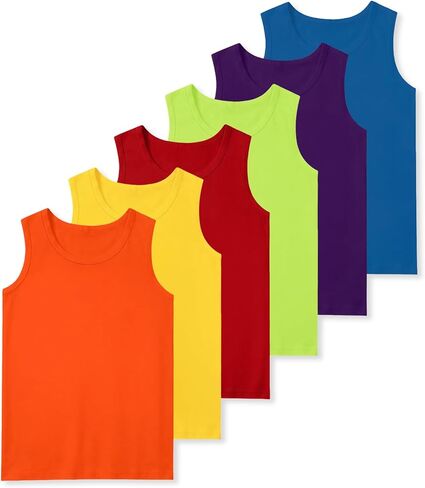 6 قطع من القمصان الداخلية القطنية الأساسية للأولاد بدون أكمام ناعمة للأطفال (2T-16Y) in Kuwait