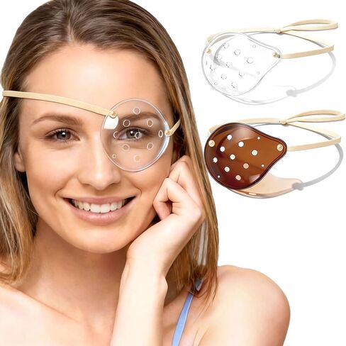 2 Pcs Cataract Surgery Eye Shield with Adjustable Strap,1 Clear Medical Eye Patch+1 Dark 3D Cover for Sleeping After Post Surgery,Block Out Some Sunlight,Less Sensitivity (Right Eye) in Kuwait