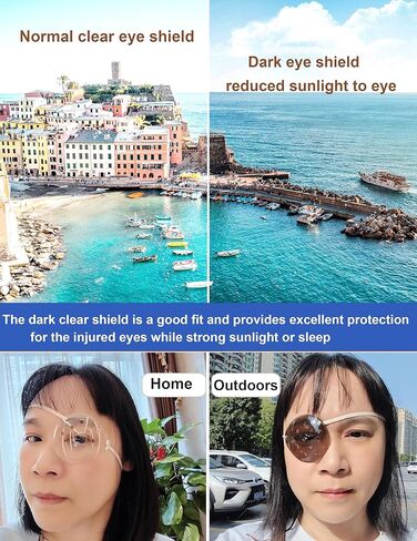 2 Pcs Cataract Surgery Eye Shield with Adjustable Strap,1 Clear Medical Eye Patch+1 Dark 3D Cover for Sleeping After Post Surgery,Block Out Some Sunlight,Less Sensitivity (Right Eye) in Kuwait