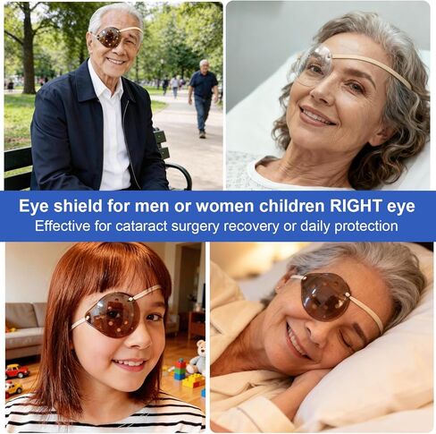 2 Pcs Cataract Surgery Eye Shield with Adjustable Strap,1 Clear Medical Eye Patch+1 Dark 3D Cover for Sleeping After Post Surgery,Block Out Some Sunlight,Less Sensitivity (Right Eye) in Kuwait