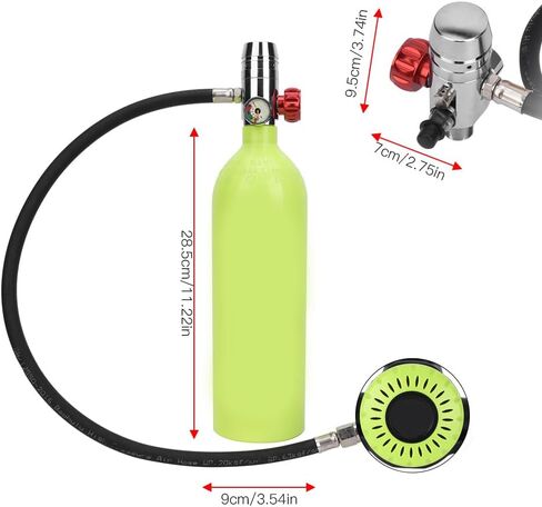 طقم صمامات غوص من الألومنيوم للطيران سعة 1 لتر، أخضر - دقة الضغط العالي، أمان الانفجار، مثالي للغوص والغطس in Kuwait