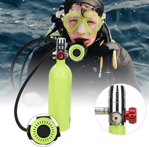 طقم صمامات غوص من الألومنيوم للطيران سعة 1 لتر، أخضر - دقة الضغط العالي، أمان الانفجار، مثالي للغوص والغطس in Kuwait