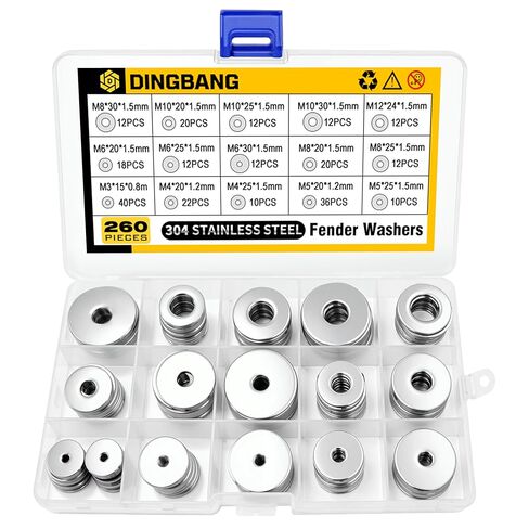 Stainless Fender Washers Assortment Kit,15 Sizes M3-M12 230Pcs Stainless Steel Flat Washers for Screws & Bolts, Assorted Washers Kit for Home Improvement & DIY Projects,Industrial Usage in Saudi Arabia