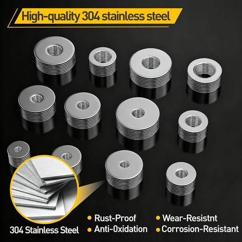 Stainless Fender Washers Assortment Kit,15 Sizes M3-M12 230Pcs Stainless Steel Flat Washers for Screws & Bolts, Assorted Washers Kit for Home Improvement & DIY Projects,Industrial Usage in Saudi Arabia