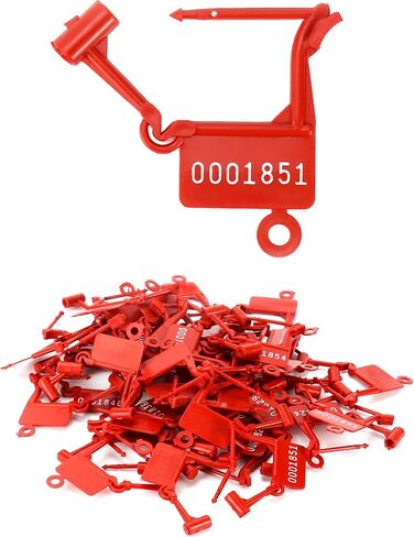 QWORK Security Plastic Padlock Seals, 250 Pcs Self-Locking Plastic Tags, Numbered Tamperproof Disposable Lock Tags for Luggage Bag Clothes, Red in Kuwait