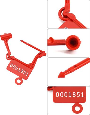 QWORK Security Plastic Padlock Seals, 250 Pcs Self-Locking Plastic Tags, Numbered Tamperproof Disposable Lock Tags for Luggage Bag Clothes, Red in Kuwait