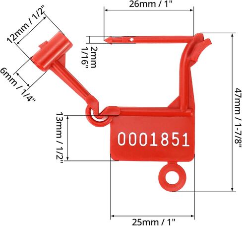 QWORK Security Plastic Padlock Seals, 250 Pcs Self-Locking Plastic Tags, Numbered Tamperproof Disposable Lock Tags for Luggage Bag Clothes, Red in Kuwait