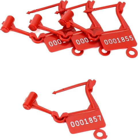 QWORK Security Plastic Padlock Seals, 250 Pcs Self-Locking Plastic Tags, Numbered Tamperproof Disposable Lock Tags for Luggage Bag Clothes, Red in Kuwait