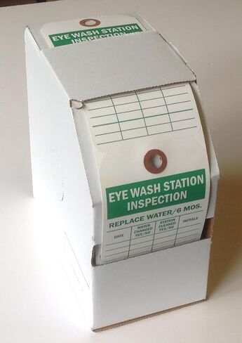 بطاقة فحص محطة غسيل العين، 6-1/8 بوصة × 3 بوصة، مطبوعة على الجانبين، أخضر على أبيض، فتحة معززة - موزع رول مع 100 بطاقة in Kuwait