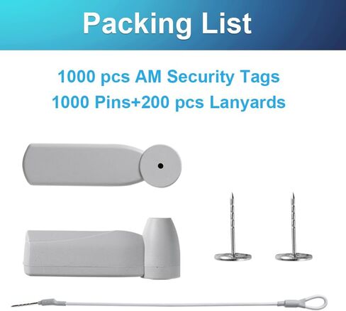 1000Pcs 58Khz AM Security Clothing Tags Grey Retails EAS Clothes Tag with 1000 Pins and 200 Lanyards in Saudi Arabia