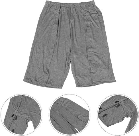 Breathable Elderly Urinary Trousers for Men, Modal Fabric, Deep Gray 5-Point Shorts, Comfortable Patient Care Pants for Incontinence and Bedridden Use in Saudi Arabia