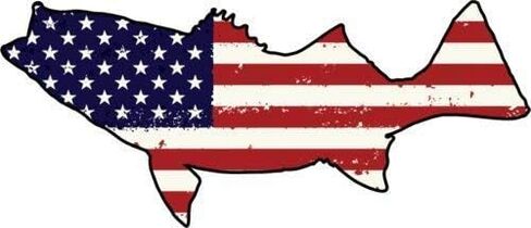 American Flag Striped BASS Vinyl Window Decal - Fishing in Saudi Arabia