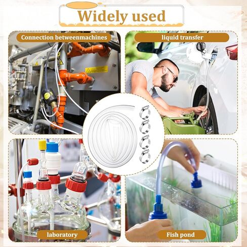 أنابيب PVC 1 "معرف × 1-1 / 4" OD - أنابيب PVC شفافة بطول 10 أقدام مع 4 مشابك غير قابلة للصدأ أنبوب PVC مرن خرطوم فينيل بلاستيكي خفيف الوزن للري ونقل حوض السمك وزيت الماء in Saudi Arabia