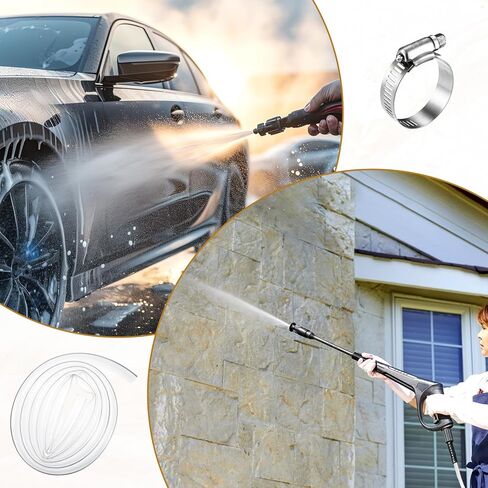 أنابيب PVC 1 "معرف × 1-1 / 4" OD - أنابيب PVC شفافة بطول 10 أقدام مع 4 مشابك غير قابلة للصدأ أنبوب PVC مرن خرطوم فينيل بلاستيكي خفيف الوزن للري ونقل حوض السمك وزيت الماء in Saudi Arabia