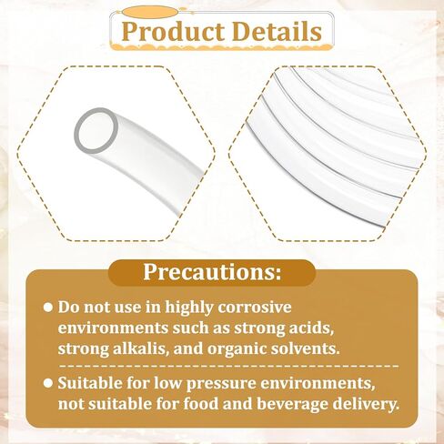 أنابيب PVC 1 "معرف × 1-1 / 4" OD - أنابيب PVC شفافة بطول 10 أقدام مع 4 مشابك غير قابلة للصدأ أنبوب PVC مرن خرطوم فينيل بلاستيكي خفيف الوزن للري ونقل حوض السمك وزيت الماء in Saudi Arabia