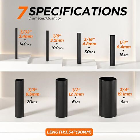 مجموعة أنابيب الانكماش الحراري 5:1 320 قطعة، جدار مزدوج مقاوم للماء من الدرجة البحرية مع بطانة لاصقة بنسبة 5:1، تشكيلة أنابيب كهربائية صناعية ملفوفة بالانكماش الحراري لأسلاك السيارات، البحرية، المركبات الترفيهية، إصلاح DIY in Kuwait