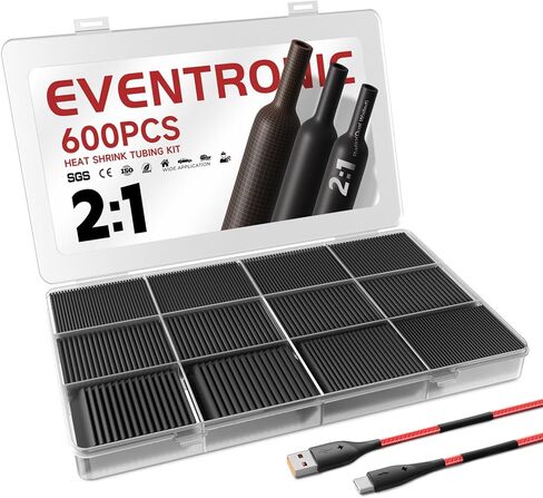 مجموعة أنابيب الانكماش الحراري 2:1 600 قطعة، أنبوب الانكماش الحراري السلكي، أنبوب الانكماش الكهربائي، أنابيب الانكماش الحراري الصناعية، أنابيب لف الانكماش السلكي، هدايا عيد الحب للرجال in Kuwait