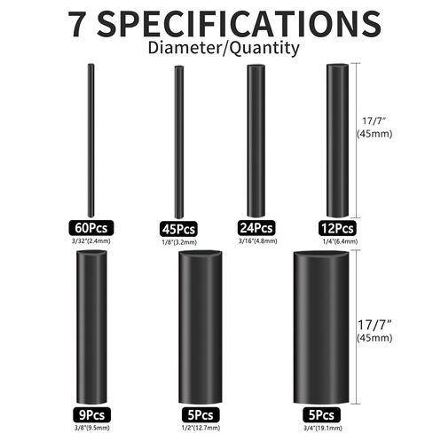 مجموعة أنابيب الانكماش الحراري 150 قطعة - مبطنة بمادة لاصقة بنسبة 3:1، غلاف منكمش من الدرجة البحرية - أنابيب صناعية قابلة للانكماش بالحرارة - أسود in Kuwait