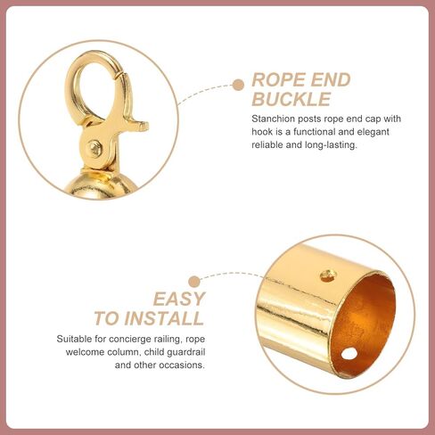 Didiseaon Rope End Stopper Cord End Cap with Titanium Snap Hook, Stainless Steel Rope Hook for Guardrail and Event Barrier, Small Size Cord Lock for Decking and Crowd Control in Saudi Arabia