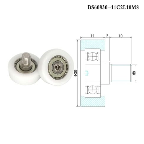 1 قطعة 30 مللي متر القطر بوم الموضوع الخارجي البلاستيك المغلفة محمل عجلة بكرة BS60830-11C2L10M8 الخارجي ملفوفة النايلون الأسطوانة دليل in Saudi Arabia
