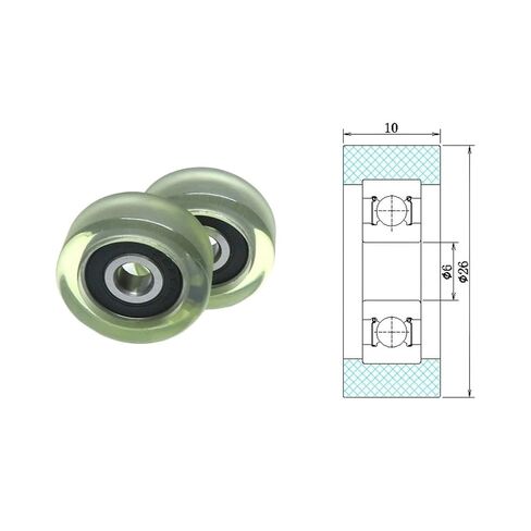 5 Pieces 6mm Inner Diameter 26mm PU Molded Bearing Pulley 6x26x10mm PU62626-10 Outer Soft Rubber Roller Polyurethane Coated Wheel in Saudi Arabia