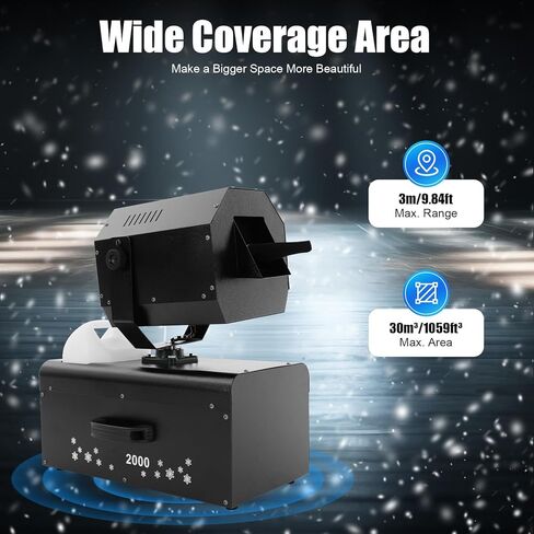 2000W Snow Machine with Manual & Wireless Remote Control, Large Output Snowmaking Machine for Indoor & Outdoors | Adjustable Snowflake Size | Perfect for Christmas, Weddings, and Parties in Saudi Arabia