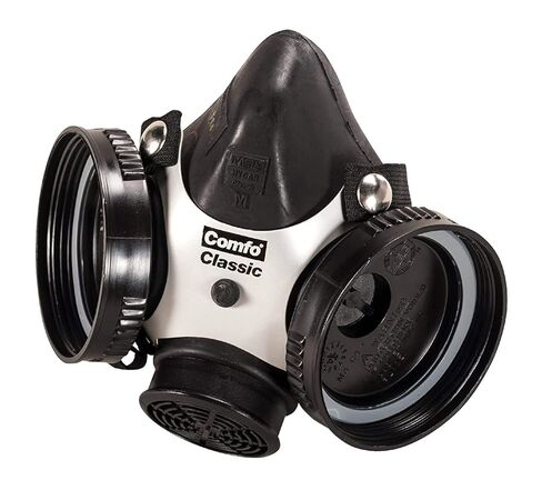 MSA 808076 Comfo Classic Series Half-Mask Respirator - Size: Large, Harness Style: SoftFeel Hycar, Twin-Port, Reusable Gas Mask, MSA Comfo Cartridge Compatible in Kuwait