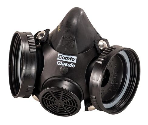 MSA 808076 Comfo Classic Series Half-Mask Respirator - Size: Large, Harness Style: SoftFeel Hycar, Twin-Port, Reusable Gas Mask, MSA Comfo Cartridge Compatible in Kuwait