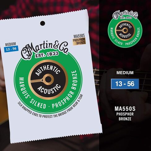 Martin Authentic Acoustic® Marquis® Silked Guitar Strings – Phosphor Bronze, Medium Gauge | Warm, Balanced Tone with Bridge Protection | Silk-Wrapped Ball Ends in Saudi Arabia