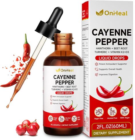 Pure Capsaicin Extract, Contains Hawthorn, Beetroot, Turmeric, Vitamins K2 and D3, Ginseng, Ceylon Cinnamon - Capsaicin Supplement for Health Benefits - 60ml in Saudi Arabia