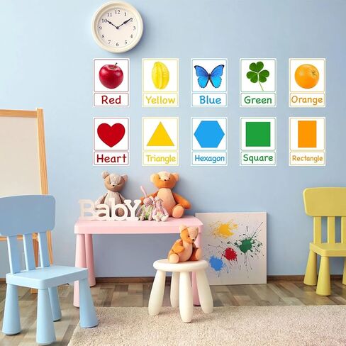56 Pieces Alphabet and Number Bulletin Board Set Educational Bulletin Board Cards Early Learning Colors Shapes Cards Manuscript Alphabet Number Posters for Kindergarten Classroom Decorations in Kuwait
