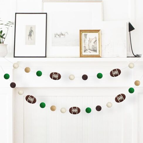Football Felt Ball Garland, Rugby Pom Poms Banner for Sports Themed Banners Football Game Party Decorations Sports Bowl Fans Club Assembled Favor Supplies (23 Ball) in Saudi Arabia
