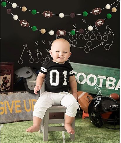 Football Felt Ball Garland, Rugby Pom Poms Banner for Sports Themed Banners Football Game Party Decorations Sports Bowl Fans Club Assembled Favor Supplies (23 Ball) in Saudi Arabia