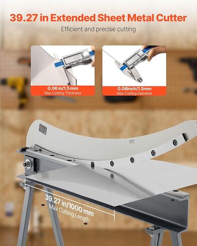 VEVOR Guillotine Shear, 39 in Bed Width Benchtop Cutter, Manual Hand Plate Shear for Metal Sheet Processing, with Q235 Material, High Precision, Stand, for PCB Board, Aluminum, Steel, Copper, Plastic in Saudi Arabia