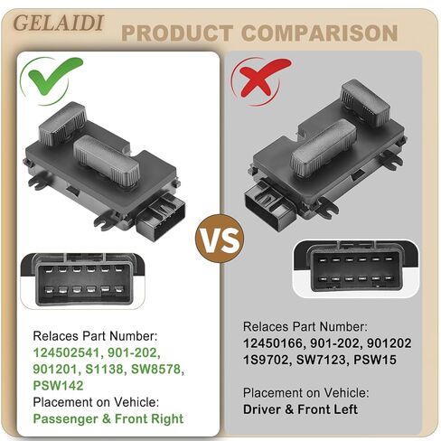 Power Seat Switch 8 Way Replaces 901-202 12450166 for 1999-2007 Cadillac Escalade Chevy Avalanche Silverado Suburban Tahoe GMC Sierra Yukon H2 -Adjust Recliner Control Driver Side Left in Kuwait