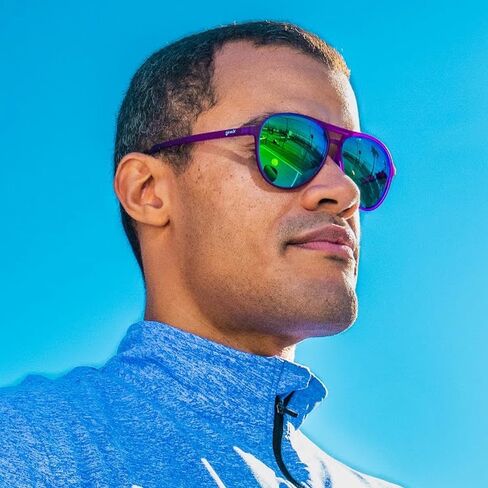 goodr It's Octopuses, Not Octopi Polarized Aviator Sunglasses, Large Sized (Mach G), Puple Frame with Green Mirrored Reflective Lenses, UV400 Protection, No Slip, No Bounce in Saudi Arabia