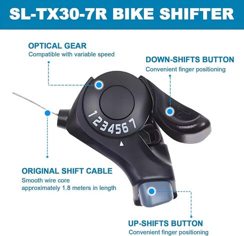 Bicycle Shifter SL-TX30 7-Speed Mountain Bikes Right Hand Thumb Gear Shifter, Compatible with MTB and Road Bicycles in Kuwait