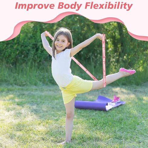 Soulchen 12 Sets Stretching Strap with 8 Loops for Kids Include 12 Storage Bags 12 Children Gymnastics Stretching Strap for Cheer Dance Training Elastic Band Cheerleading Training Ballet Yoga (Pink) in Saudi Arabia