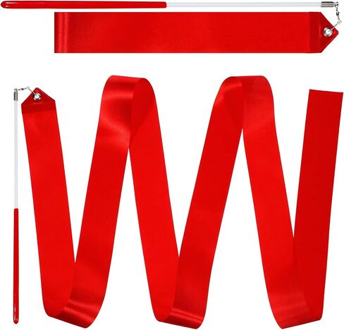 2 PCS Ribbon Dancer Wand, 78.7 Inch Gymnastics Dance Ribbons Red Twirling Dancing Ribbon Streamers for Artistic Dancing, Gymnastics Training, Outdoor Play in Kuwait