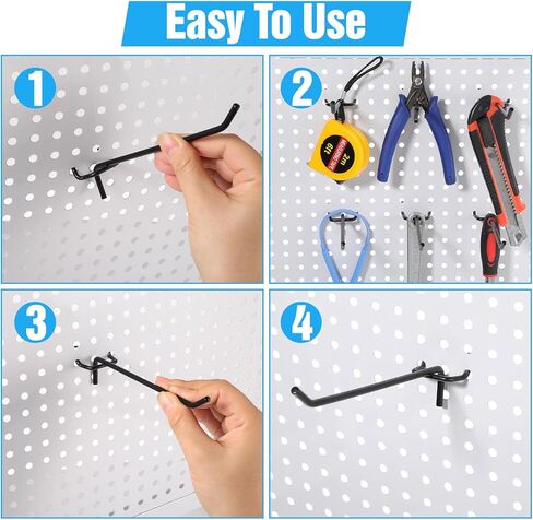 100 PCS 6 inch Pegs for Pegboard, Black Peg Board Pegs for 1/8“ and 1/4" Peg Board, Metal Pegboard Hooks for Hanging Organizing Various Tools for Garage, Craft Room, Kitchen, Store in Saudi Arabia
