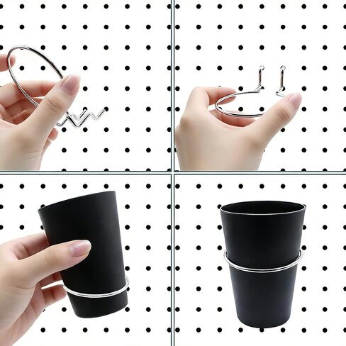 6 مجموعات من خطافات بيجبورد على شكل حلقة مع أكواب بيجبورد، وأكواب بيجبورد مع حلقة، وصناديق بيجبورد سوداء، وإكسسوارات حامل أكواب بيجبورد لجدار المكتب، وأدوات التخزين in Kuwait