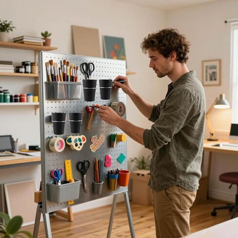 6 مجموعات من خطافات بيجبورد على شكل حلقة مع أكواب بيجبورد، وأكواب بيجبورد مع حلقة، وصناديق بيجبورد سوداء، وإكسسوارات حامل أكواب بيجبورد لجدار المكتب، وأدوات التخزين in Kuwait