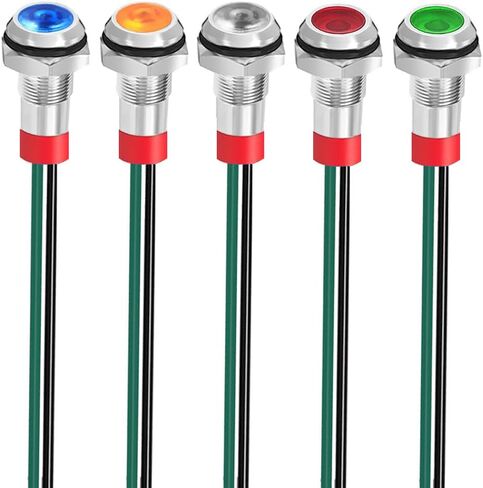 GTIWUNG 10 قطعة 220 فولت 12 مم 1/2 بوصة مؤشر LED ضوء مصباح إشارة مقاوم للماء مع سلك 15 سم لقارب شاحنة السيارة (أحمر/أصفر/أزرق/أخضر/أبيض) in Kuwait