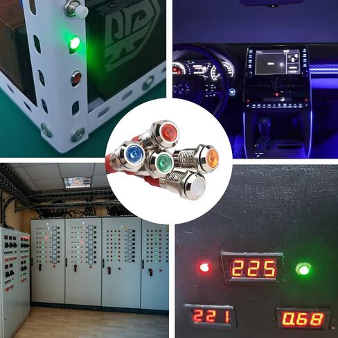 GTIWUNG 10 قطعة 220 فولت 12 مم 1/2 بوصة مؤشر LED ضوء مصباح إشارة مقاوم للماء مع سلك 15 سم لقارب شاحنة السيارة (أحمر/أصفر/أزرق/أخضر/أبيض) in Kuwait