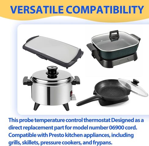 سلك ترموستات للتحكم في درجة الحرارة 06900 متوافق مع مقالي بريستو الكهربائية والشوايات وأجهزة المطبخ والشوايات لـ 40 نموذجًا محددًا in Kuwait